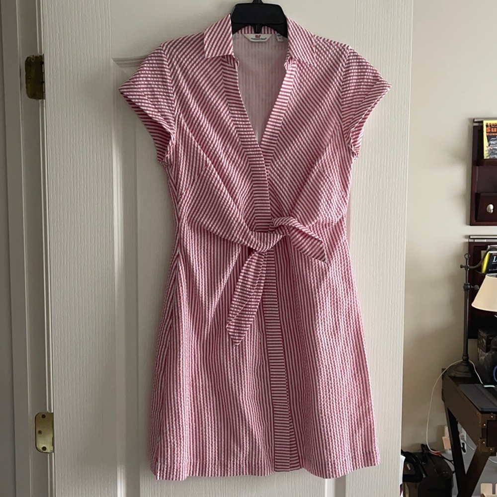 Vineyard Vines Red & White Seersucker Dress Sz 6